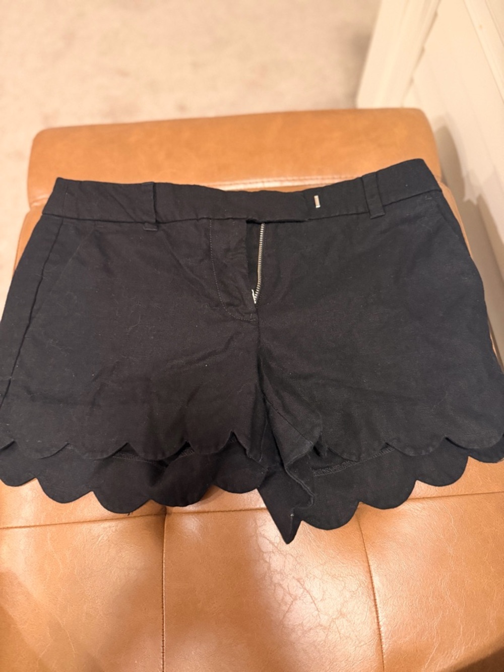 J. Crew Black Scallop-Hem High Waist Shorts